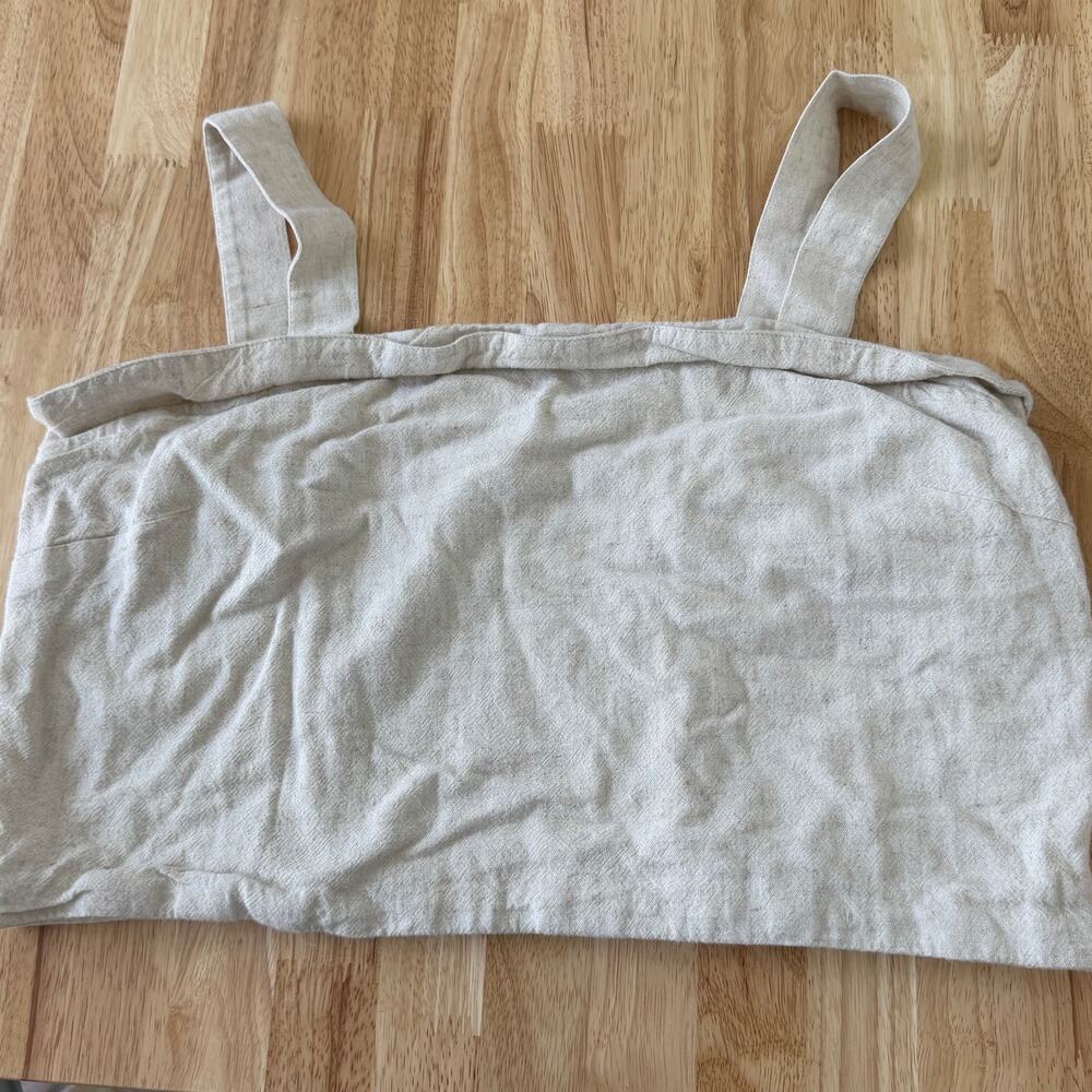 American Eagle Tan Linen Cropped Tank Size XL Smocked Back Festival Boho Casual